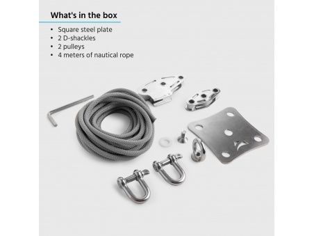 Kit wall mount Muscle x3 with Pulleys and traction booster for shade sails
