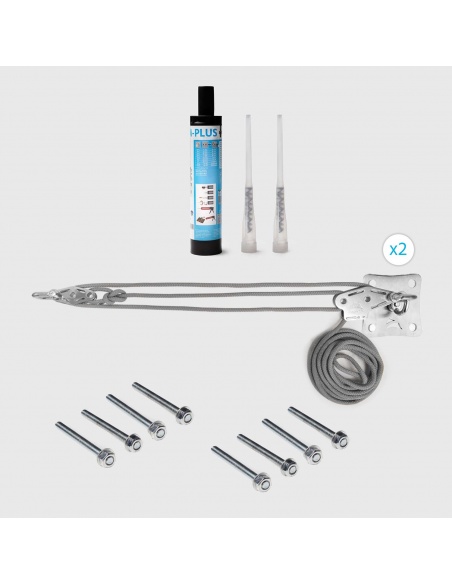 Kit wall mount Muscle x3 with Pulleys and traction booster for shade sails