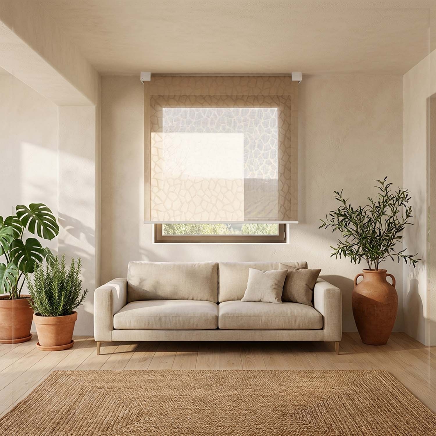 Recta: Roller Shade with Geometric Design Plate