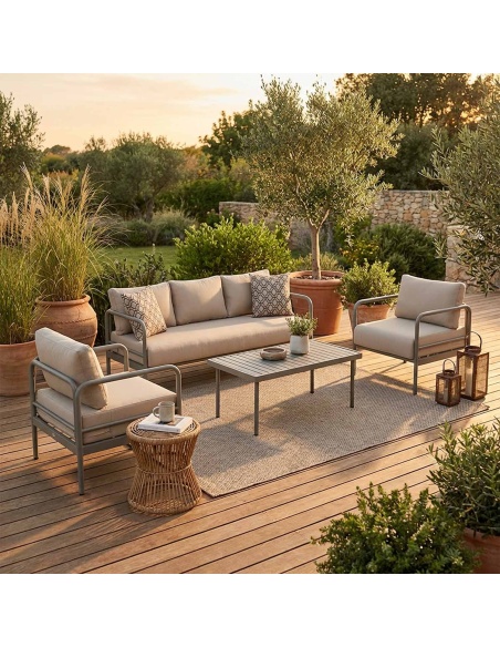 Melina: Garden sofa set with extra-thick cushions