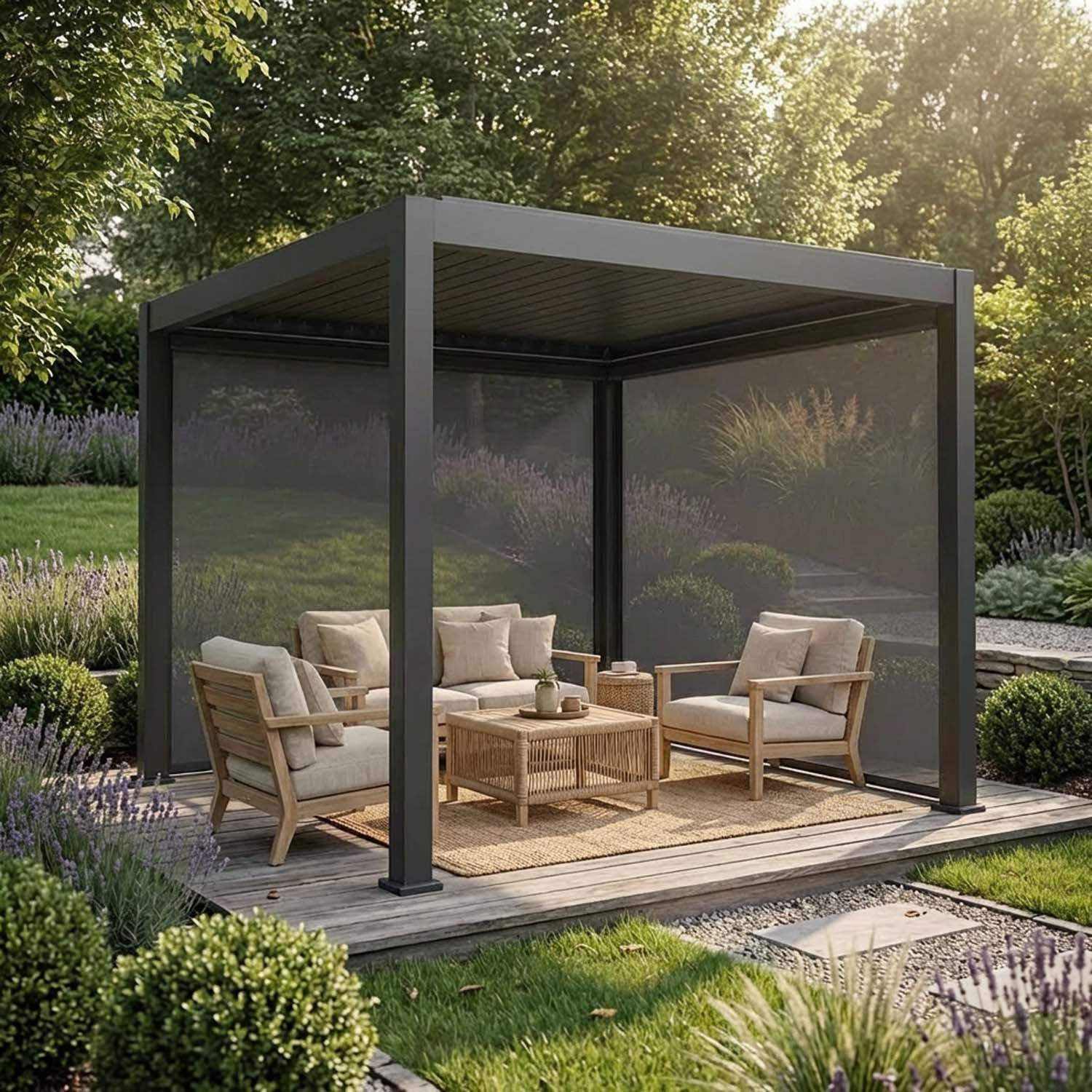 Manual Zip Screen - Zip screen for Lyra T6 pergola