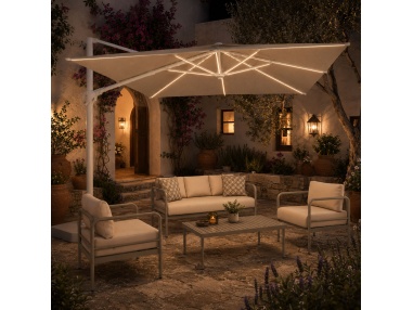 Auriga: Tilting Cantilever Parasol with Integrated Solar LEDs