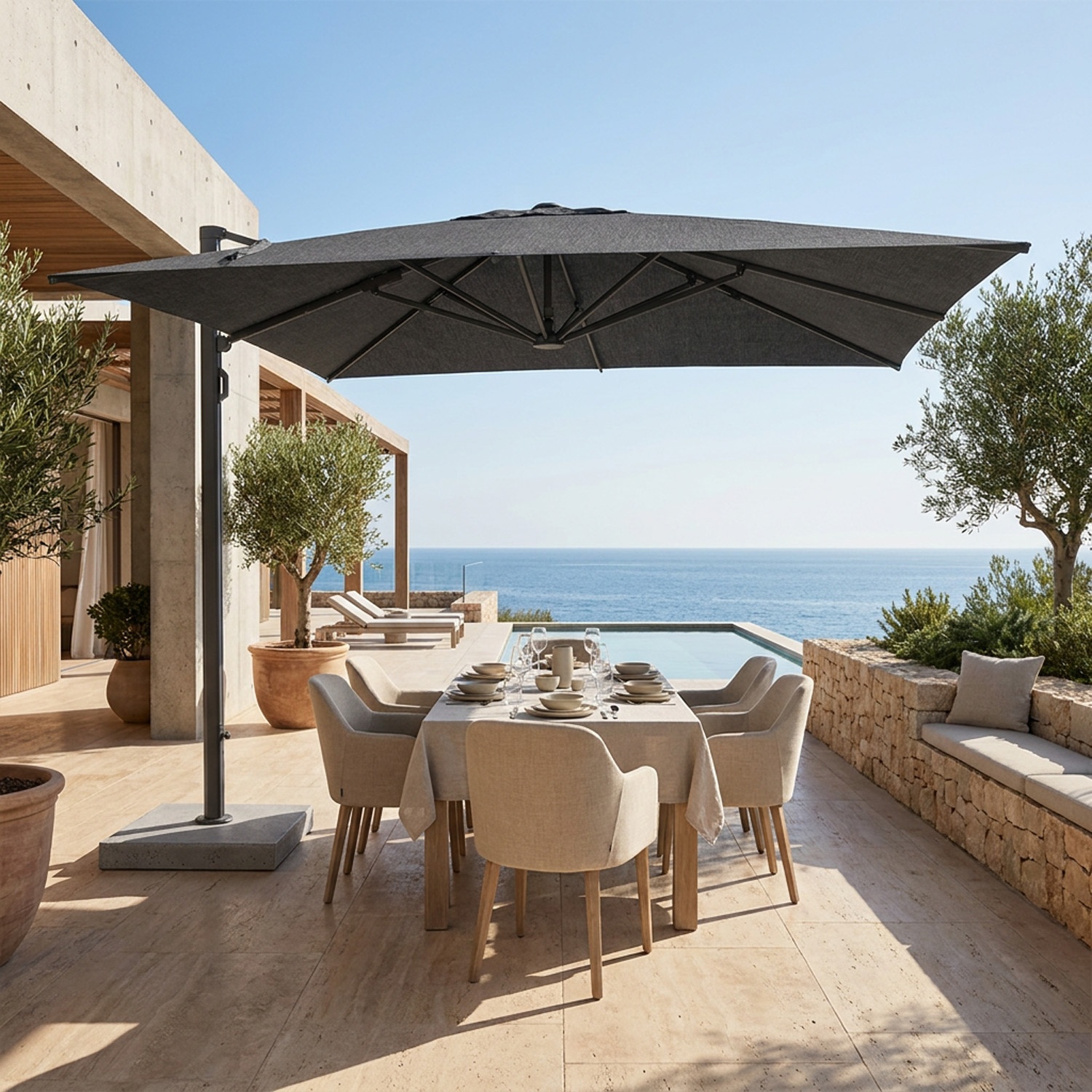 Cygnus: Cantilever Side-Arm Push-Open Garden Parasol 2