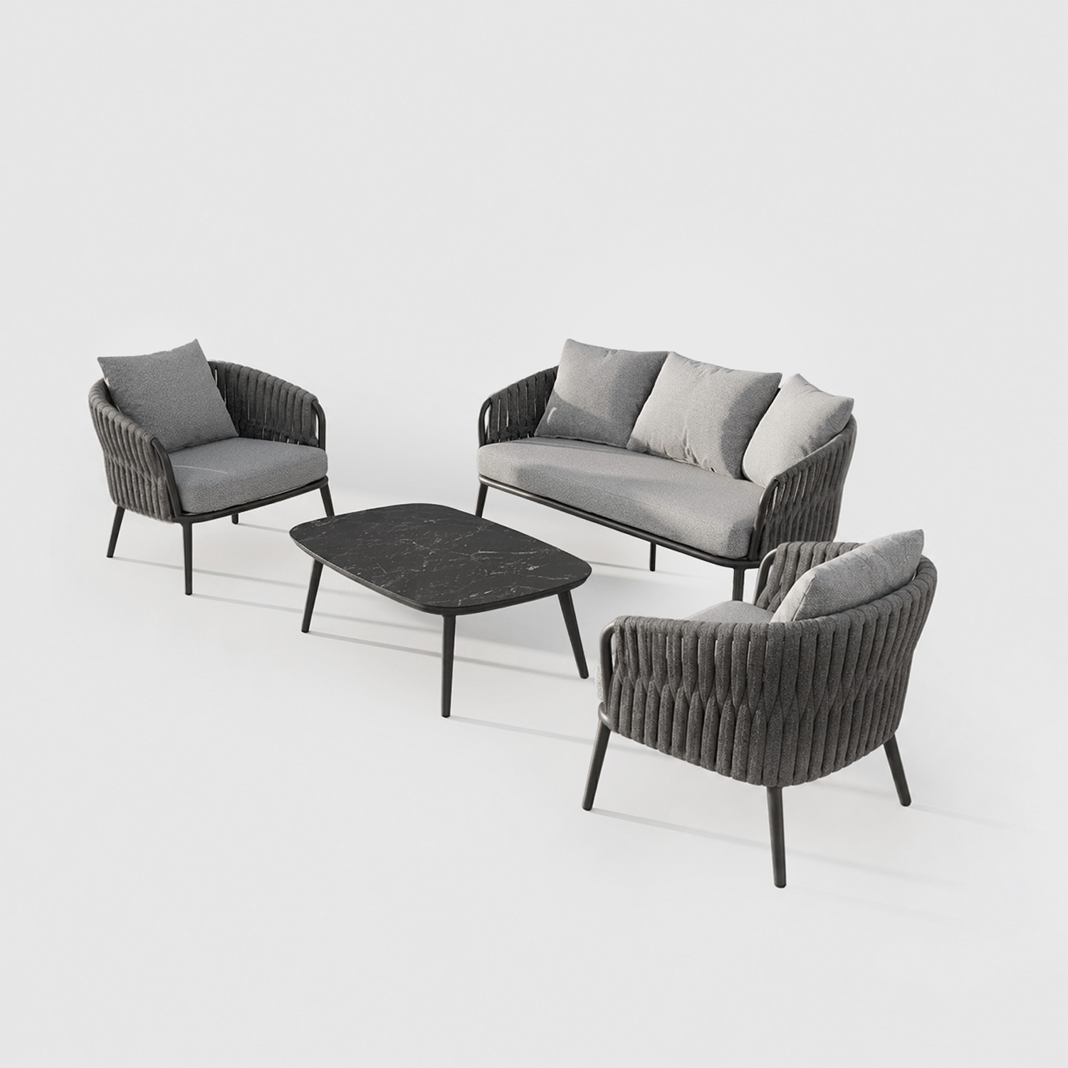Quieta: 5-Seat Outdoor Sofa Set in Aluminium and Rope 2