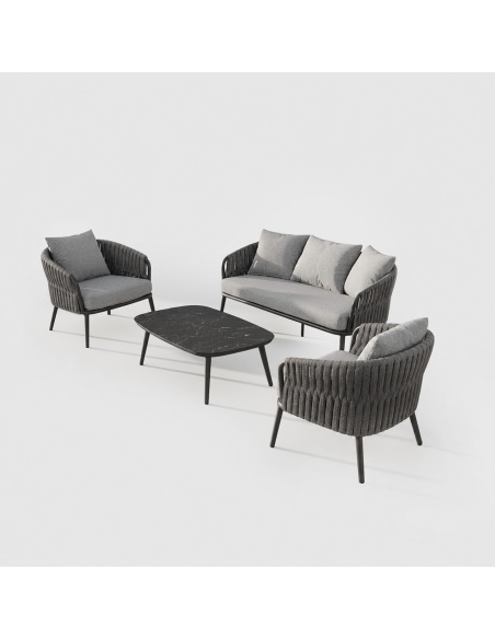 Quieta: 5-Seat Outdoor Sofa Set in Aluminium and Rope