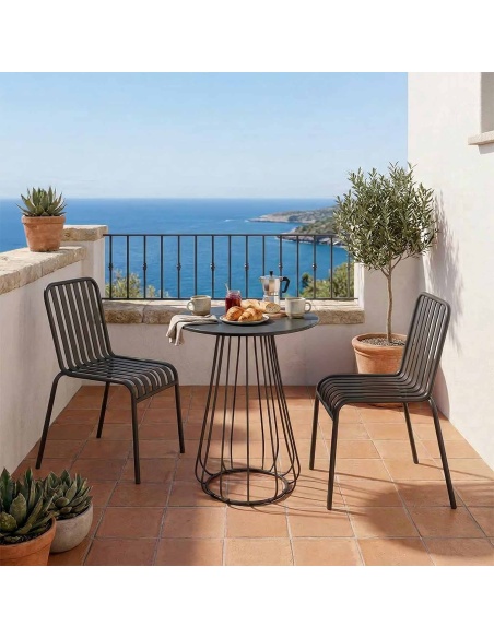 Plaka: Designer Garden Bistro Table with Iron Rod Frame