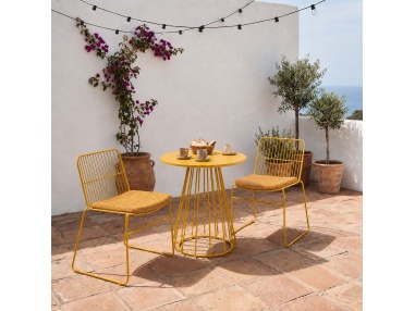 Sydra: Set of 2 Iron Outdoor Chairs with Rod Frame