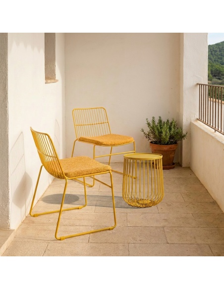 Sydra: Set of 2 Iron Outdoor Chairs with Rod Frame
