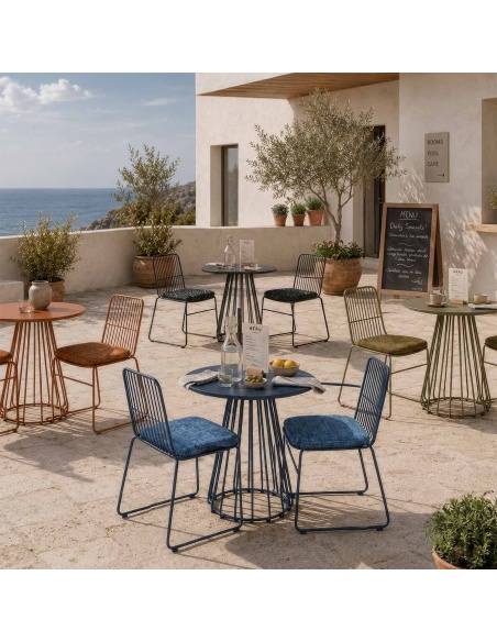 Sydra: Set of 2 Iron Outdoor Chairs with Rod Frame