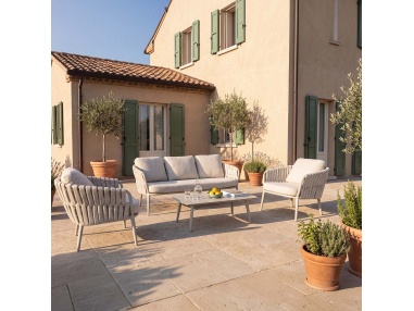 Quieta: 5-Seat Outdoor Sofa Set in Aluminium and Rope