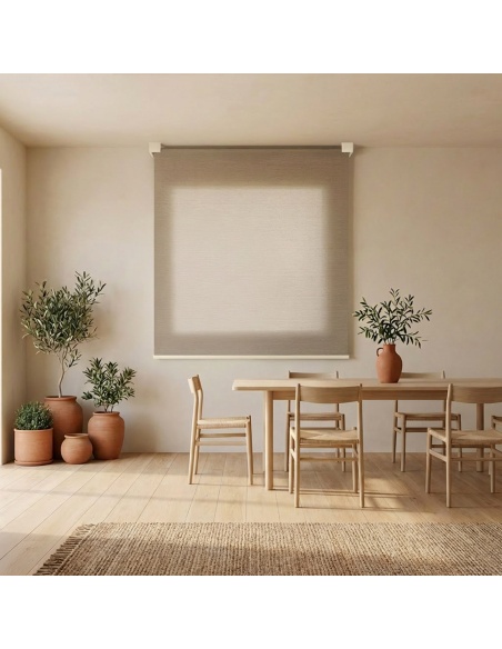 Indoor Light-Filtering Roller Shade with Cotton, Recta Earth