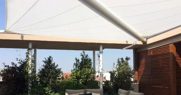 Motorized and roll-up shade sails